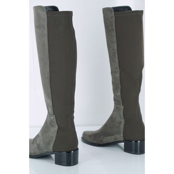 Stuart Weitzman Grey Suede Mezzaluna Stretch Riding Boots Size 5 NIB 5050 $665 - Picture 4 of 10